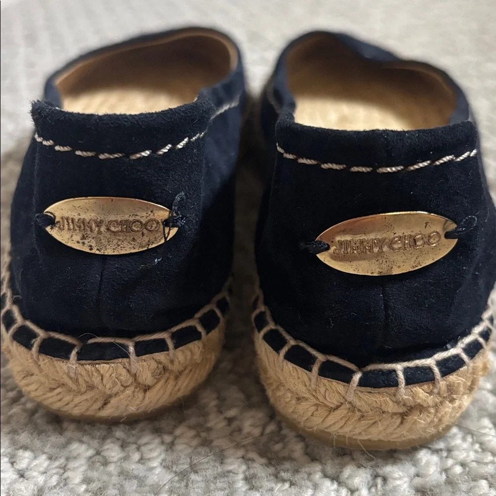 Jimmy Choo Navy Suede Espadrille Ballet Flats